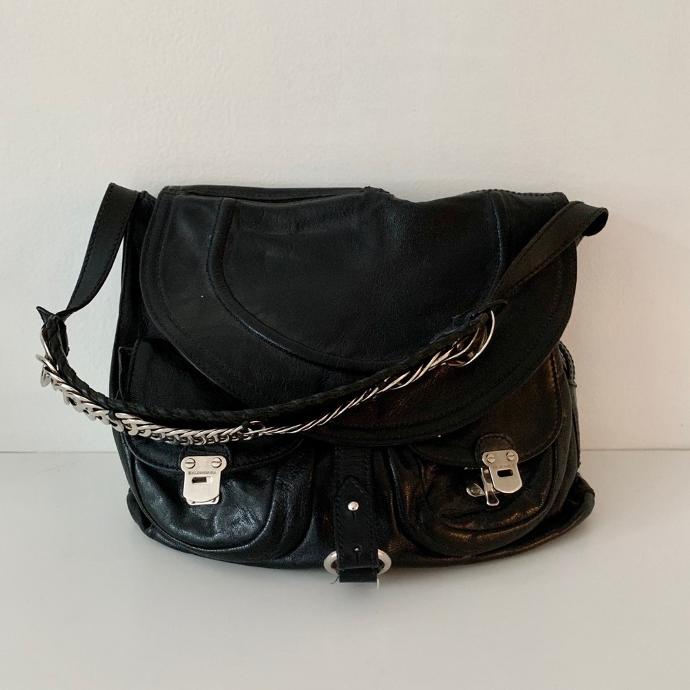 Balenciaga Black Leather Shoulder Handbag